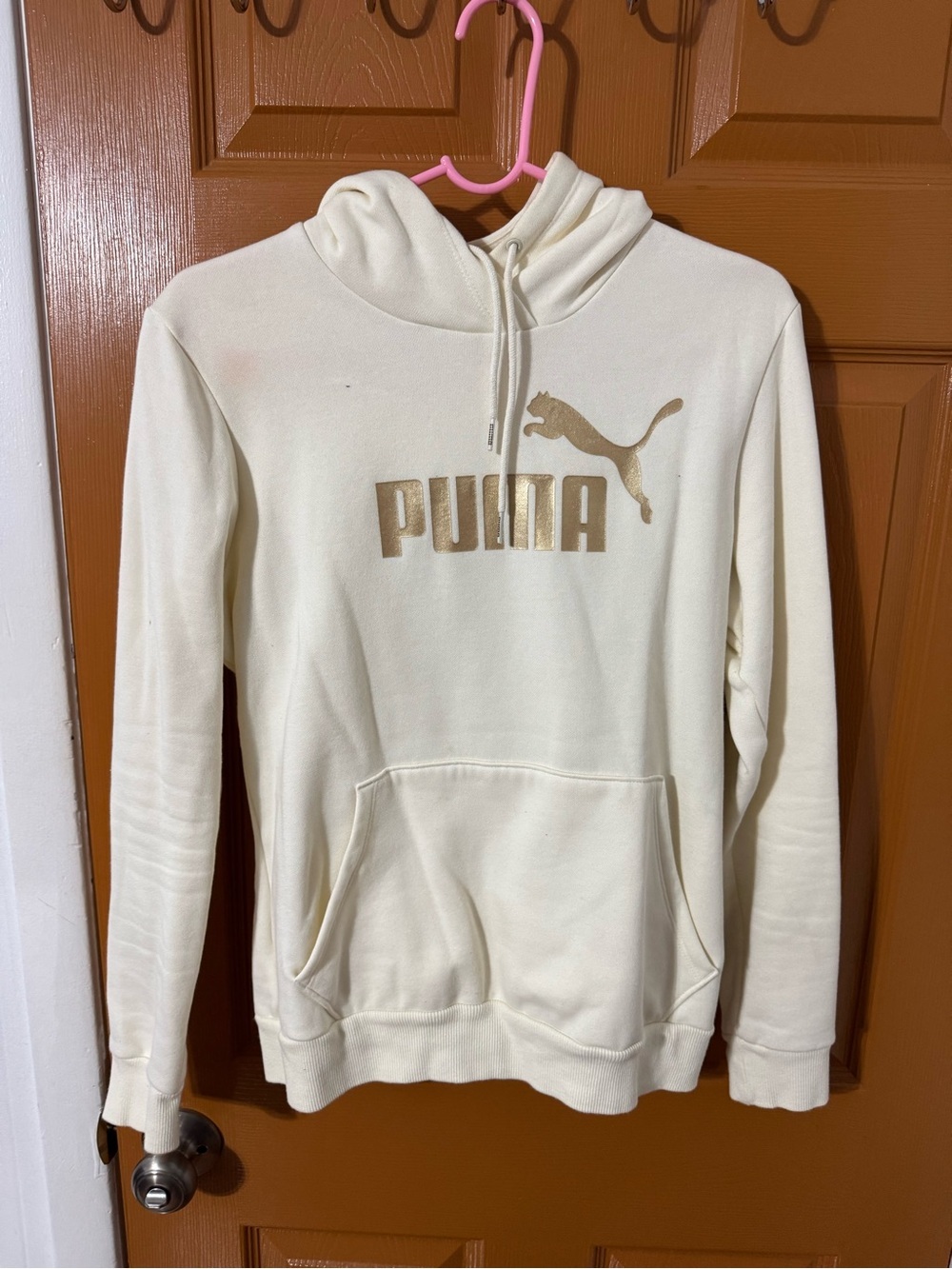 Puma Cream Pullover Hoodie with Subtle Logo Trim